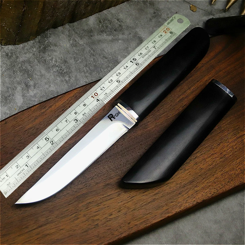Ebony Samurai klassikaline D2 terasest tugevdatud sirge nuga, laagri nuga, jungle jahindus taktikaline nuga, nuga kogumine