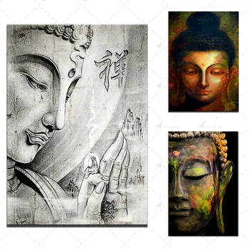 Artsailing 1 tk Buddha Lõuendile Maali Zen Seina Pildid elutoas Suur Triptühhon zen kalligraafia Plakatid ja Pildid