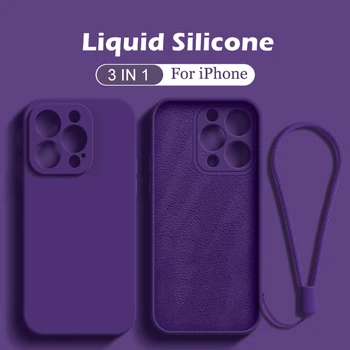 Sumgo Square Vedela Silikooniga Telefon Case For iPhone 14 13 11 12 Pro Max Mini X-XR, XS Max 7 8 Plus Kate Ametnik, kellel kaelapaela kinnitamine