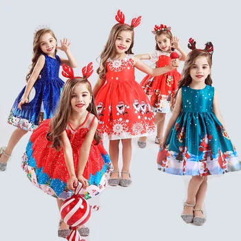 Sweet Christmas Vibu Kleit Tüdruk Lumehelves Punane Kleit Uus Aasta Sünnipäeva Printsess Kleit Laste Riided 4-10 Aastased Kid