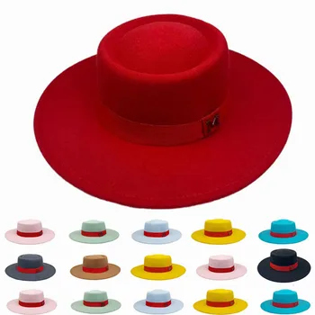 Talvine Naiste Punane Vill Tundnud Fedora Müts 8CM Lai Nokk daamid elegantne retro stiilis Briti jazz müts Panama Müts